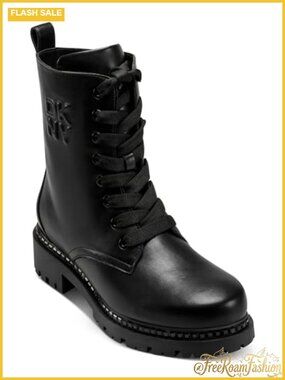 DKNY Rommily Lace Up Faux Leather Combat Booties Ankle Boots